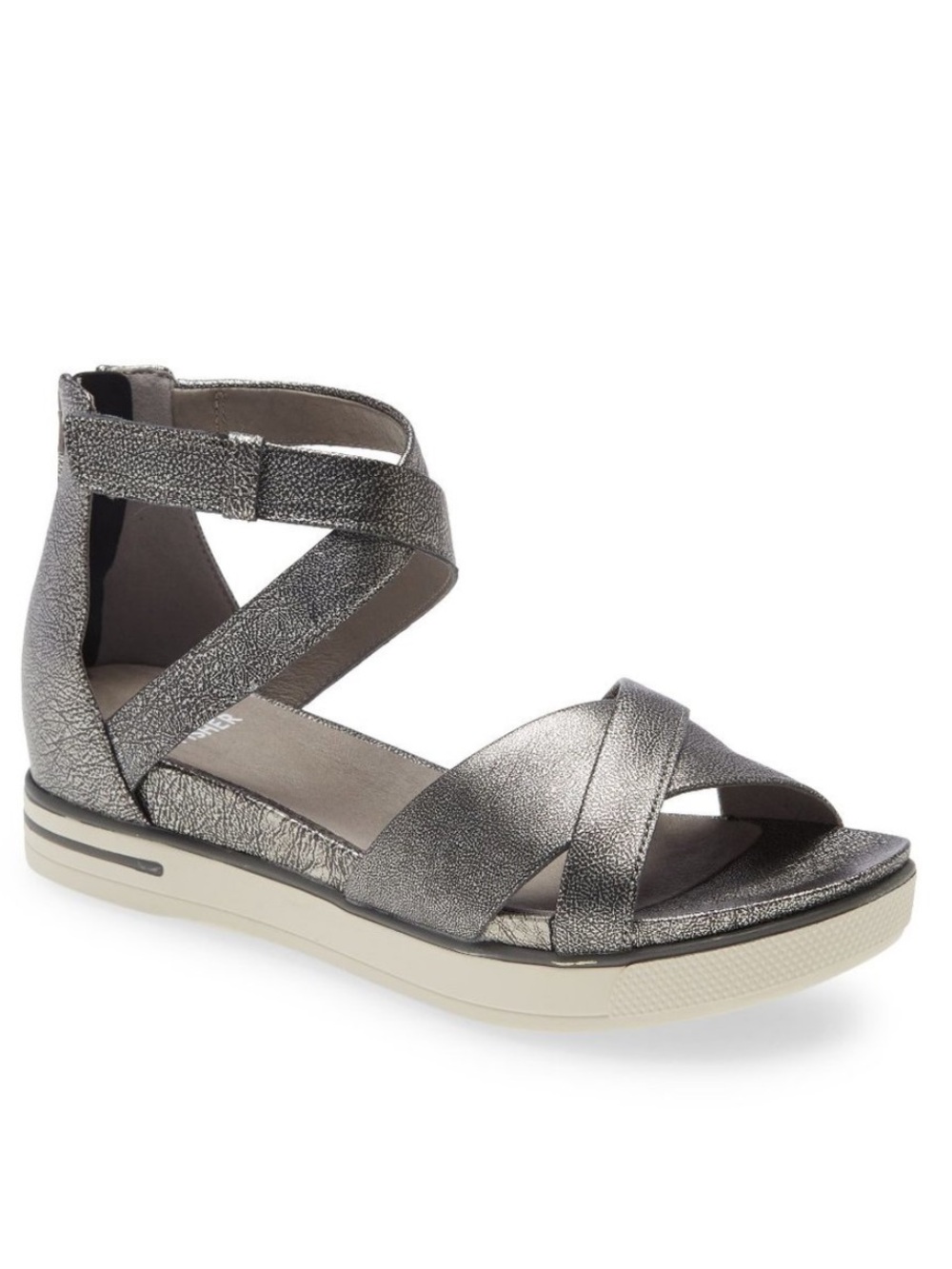 Eileen Fisher Sally Metallic Leather Crisscross Wedges Sandals, Size 8,5